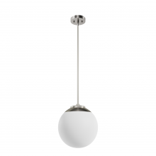  19848 - Hunter Hepburn Brushed Nickel with Cased White Glass 1 Light Pendant Ceiling Light Fixture