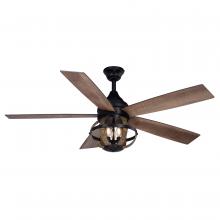  F0114 - Huron 52-in. 3 Light LED Ceiling Fan Black and Burnished Teak