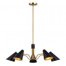  H0279 - Pryce 30.75-in. 5 Light Chandelier Matte Black and Satin Brass