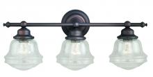  W0190 - Huntley 3L Vanity Clear Glass Oil Rubbed Bronze