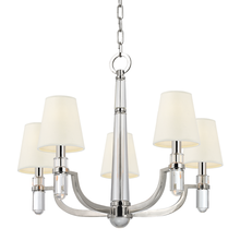  985-PN-WS - 5 LIGHT CHANDELIER w/WHITE SHADE