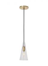  SLPD281CNB - Sean Lavin Selina 1-light dimmable small accent pendant with natural brass finish and glass shade