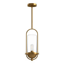  PD539018AGCL - Cyrus 8-in Aged Gold/Clear Glass 1 Light Pendant