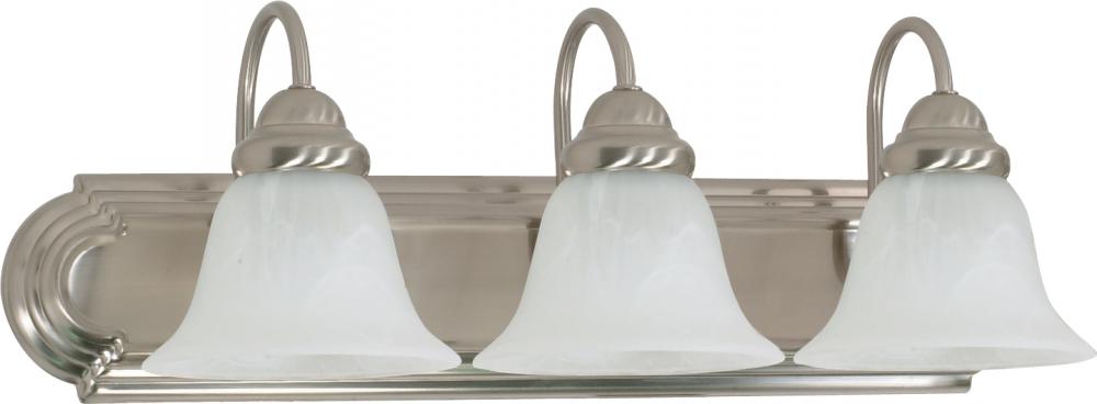 Ballerina - 3 Light 24&#34; Vanity with Alabaster Glass - Brushed Nickel Finish