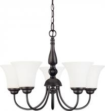  60/1842 - Dupont - 5 Light Chandelier with Satin White Glass - Dark Chocolate Bronze Finish