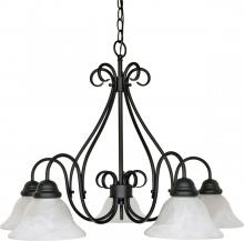  60/381 - Castillo - 5 Light Chandelier with Alabaster Swirl Glass - Textured Flat Black Finish