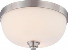  60/4192 - Helium - 2 Light Flush Dome with Satin White Glass - Brushed Nickel Finish