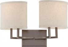  60/4852 - Gemini - 2 Light Vanity with Khaki Fabric Shades - Hazel Bronze Finish