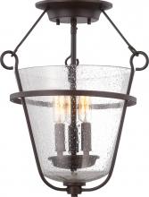  60/5283 - 3-Light Semi Flush Light Fixture in Copper Espresso Finish with Clear Seeded Glass