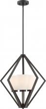  60/6345 - Nome - 3 Light Pendant with Satin White Glass - Mahogany Bronze Finish