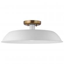  60/7493 - Colony; 1 Light; Medium Semi-Flush Mount Fixture; Matte White with Burnished Brass