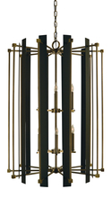  4806 AB/MBLACK - 12-Light Antique Brass/Matte Black Louvre Chandelier