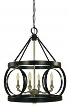  5704 MBLACK/SP - 4-Light Matte Black/Satin Pewter Amelia Dining Chandelier