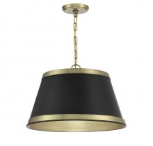  M7013MBKNB - 3-Light Pendant in Matte Black with Natural Brass