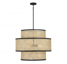  M7016MBK - 3-Light Pendant in Natural Cane with Matte Black