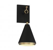  M90066MBKNB - 1-Light Wall Sconce in Matte Black with Natural Brass
