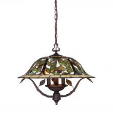  08016-TBH - Latham 3-Light Chandelier in Tiffany Bronze with Tiffany Style Glass