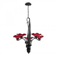  10183/5CHY - Five Light Weathered Rust Cherry Glass Up Chandelier