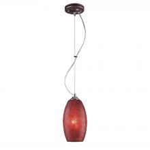  1304-1RDC - Bellisimo Collection 1-Light Pendant In Satin Silver With A Red Crackled Glass