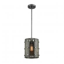 ELK Home 15321/1 - Halstead 1-Light Mini Pendant in Ash Gray and Dark Gray Wood with Wood and Wire Mesh Shade