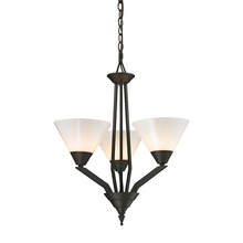  2453CH/10 - Thomas - Tribecca 3-Light Chandelier in Oil Rubbed Bronze with White Glass