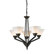  2455CH/10 - Thomas - Tribecca 5-Light Chandelier in Oil Rubbed Bronze with White Glass