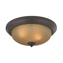  7013FM/10 - Thomas - Huntington 3-Light Flush Mount in Oil Rubbed Bronze with Light Amber Glass